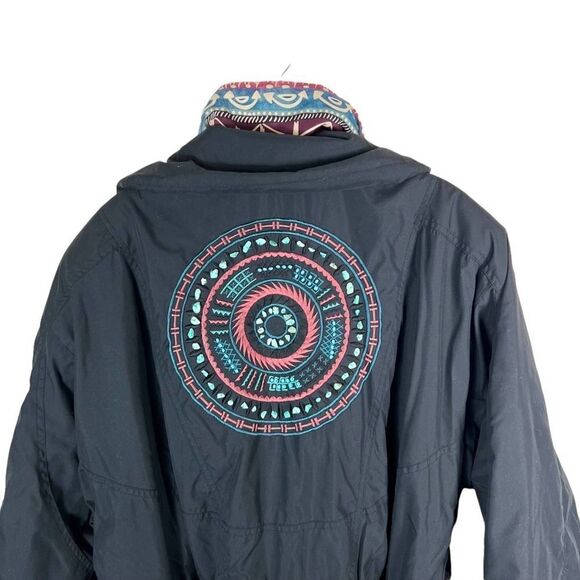 Vintage 1990’s Skiing Passport Black Aztec Embroidered And Embellished Jacket - Picture 8 of 16